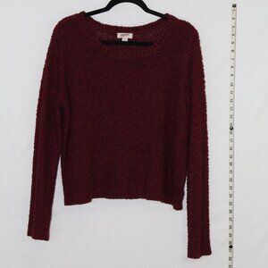 Arizona Jean burgundy long-sleeved textured knit crewneck sweater 1X Junior Plus